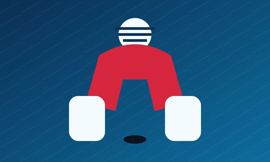 Stylized ice hockey goaltender
